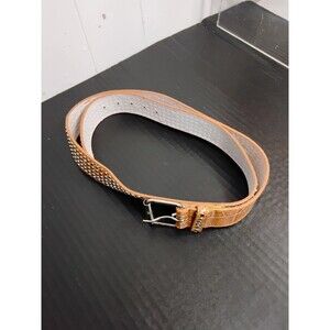 Womens Large Studded Vinyl Faux Leather Tan Brown Adjustable